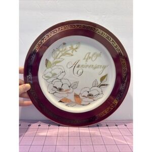Happy 40TH Anniversary Porcelain  Floral Print Plate 1983 Enesco Japan 10"